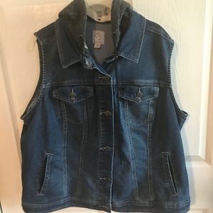 Dressbarn Denim Blue Jean Jacket Vest 2x